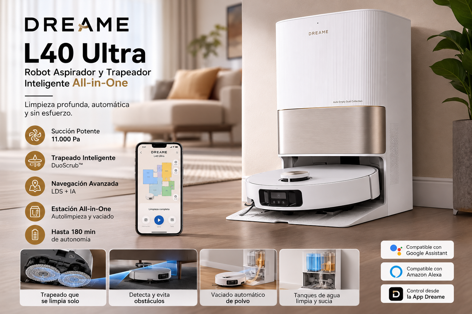 Dreame L40 Ultra – Robot Aspirador y Trapeador Inteligente All-in-One